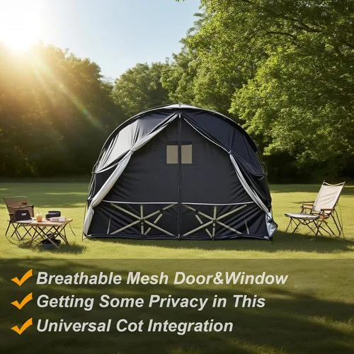 Miniatura 3 de Tienda de campaña para 1 persona con puerta de malla transpirable y ventanas de mosquitera, fácil de poner, refugio para todo tipo de clima