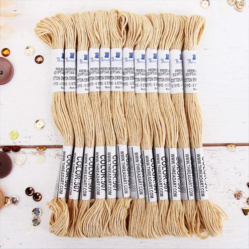 Miniatura 23 de 12 madejas ThreadArt Premium de hilo de bordar de algodón egipcio de fibra larga Gris antiguo 6 hilos divisibles de 8.75 yardas cada uno