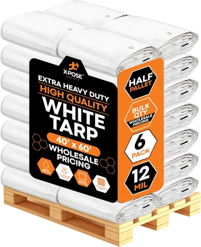 Miniatura 62 de Lona protectora Xpose Safety multiusos, de poliéster blanco, resistente, resistente al agua, resistente a la intemperie, resistente a rasguños