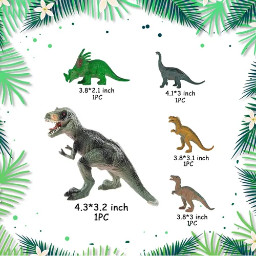 Miniatura 2 de 18 adornos de dinosaurio para tartas con huevos de dinosaurio, hojas, árboles, decoración de pasteles para animales salvajes, cumpleaños temáticos