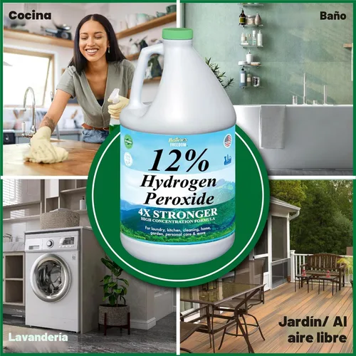 Miniatura 6 de Nature's Freedom 12% de peróxido de hidrógeno, H2O2 de grado alimenticio y agua purificada solamente, solución de 1 galón