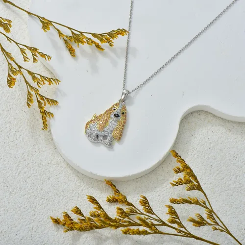 Miniatura 45 de Collares con colgante de perro de plata de ley S925 – 24 razas corgi/husky/labrador/pastor para mujer