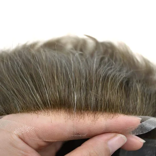 Miniatura 3 de Pieza de pelo para hombre, tupé de cabello humano real, extensiones de cabello suave suizo con encaje suizo para hombres, protesis capilar