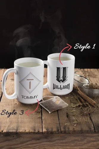 Miniatura 5 de SANTANNA Taza personalizada para hombres, iniciales personalizadas con nombre de café de cerámica (sus estilos favoritos)