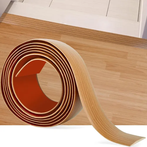 Miniatura 16 de Tira de transición de suelo de 5 pies, autoadhesiva, cubierta de vinilo, tira de transición divisora plana, diseño de grano de madera para huecos