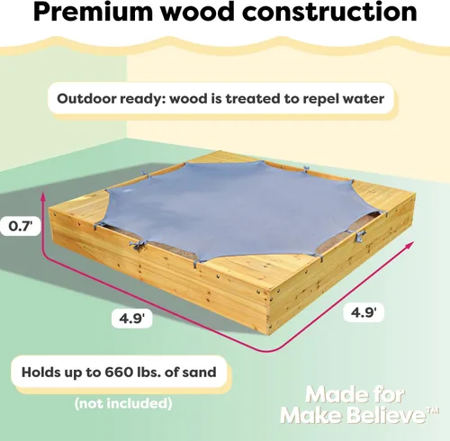 Miniatura 3 de KidKraft Caja de arena de madera para patio trasero con asiento de esquina integrado y cubierta de malla, muebles de exterior para niños, miel