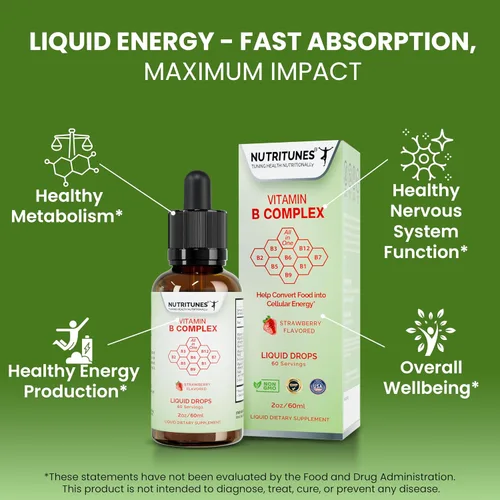 Miniatura 2 de Complejo Líquido de Vitamina B Fresa - 2 fl oz (2.0 fl oz) Features Liquid Drops, Strawberry Flavor, Methyl B12, Folate, and Easy-to-Use Formula