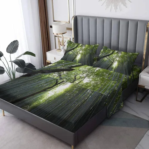 Miniatura 7 de Sunrise Sheets tamaño individual, sábanas de cama de paisaje natural, sábanas y fundas de almohada estampadas de 3 piezas, sábana bajera ajustable