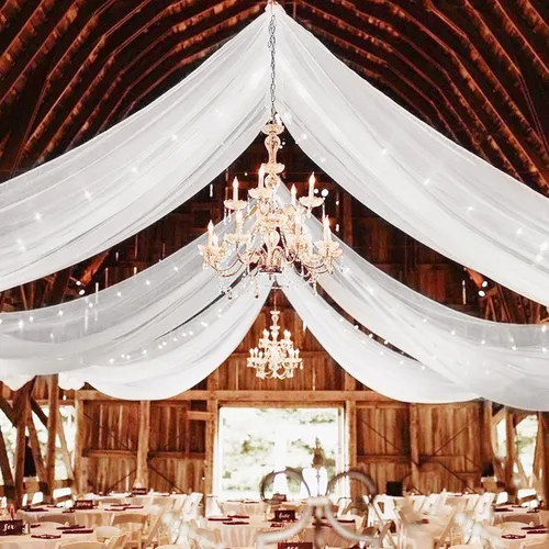 4 paneles de cortinas blancas para techo de boda, cortinas de techo de 5 x 10 pies, cortinas de tela transparente para arco de boda, cortinas de