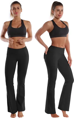 Miniatura 2 de BUBBLELIME - Pantalones deportivos de yoga para mujer con control de abdomen y 3 estilos básicos, piernas rectas más anchas en los tobillos