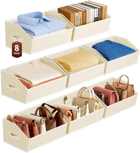 Miniatura 17 de Homsorout Organizadores Grandes de Armario y Contenedores de Almacenamiento - Paquete de 6 Cestas de Almacenamiento Trapecio para Estantes, Cestas