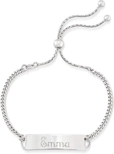 Miniatura 3 de Ross-Simons Pulsera de plata de ley italiana personalizada Id Bolo, Plata de ley, no conocido
