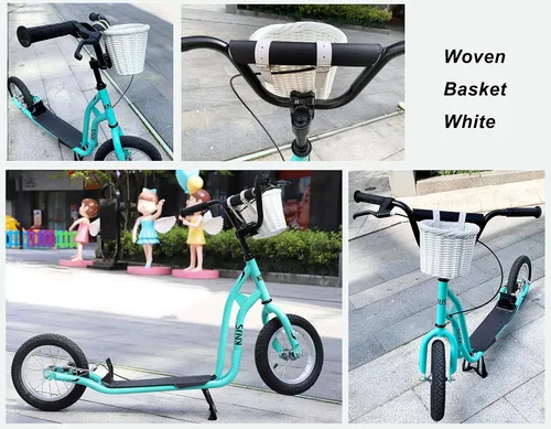 Miniatura 4 de MEGHNA Mini cesta tejida para bicicleta para manillar de bicicleta para niña y niño para scooter, varios colores Blanco