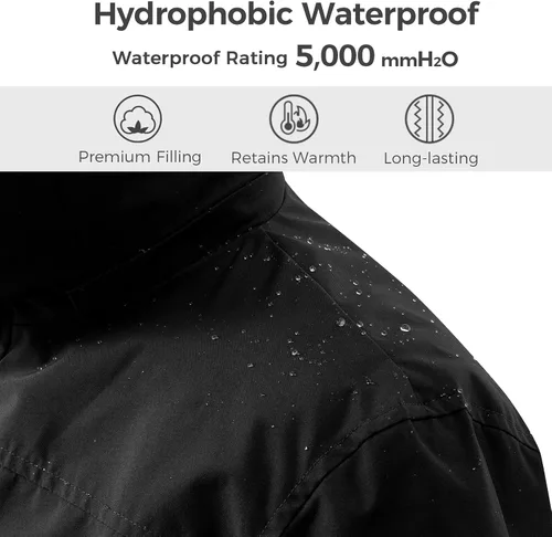 Miniatura 4 de Wantdo - Abrigo de invierno acolchado para hombre, chaqueta parka con capucha y forro
