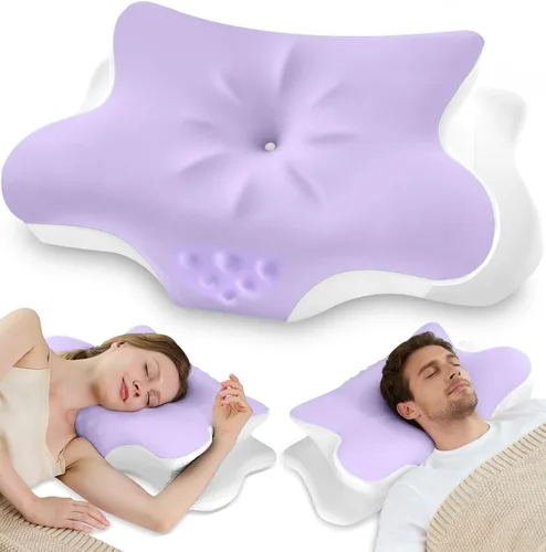 Miniatura 14 de Almohada cervical para el cuello para aliviar el dolor, almohada ergonómica de espuma viscoelástica para dormir de lado con contorno, almohada