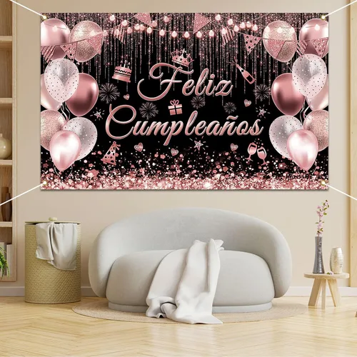 Miniatura 8 de Avezano Cartel de Feliz Cumpleaños para decoración de fiesta de cumpleaños mexicana, telón de fondo, fiesta española, fondo de fiesta de cumpleaños