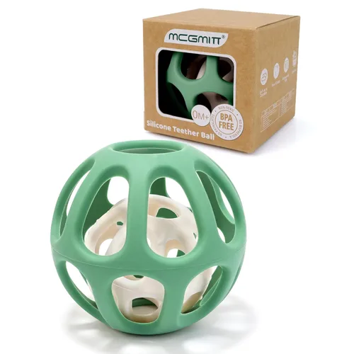 MCGMITT Pelotas sensoriales para bebé, pelota mordedor de bebé de silicona elástica de grado alimenticio fácil de agarrar para 0-6 6-12 meses,