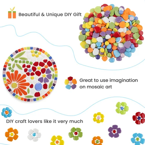 Miniatura 7 de Youway Style Azulejos de Mosaico en Pétalo para Manualidades a Granel, Suministros de Azulejos de Mosaico de 1 Libra, Azulejos de Vidrio en Flor