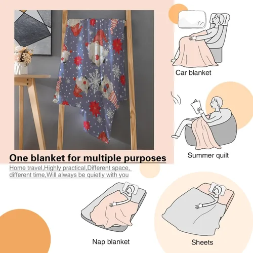 Miniatura 8 de Manta de gnomos navideños para adultos, mujeres, manta de franela suave y cálida para sofá, cama de viaje, 30 x 40 pulgadas para mascotas