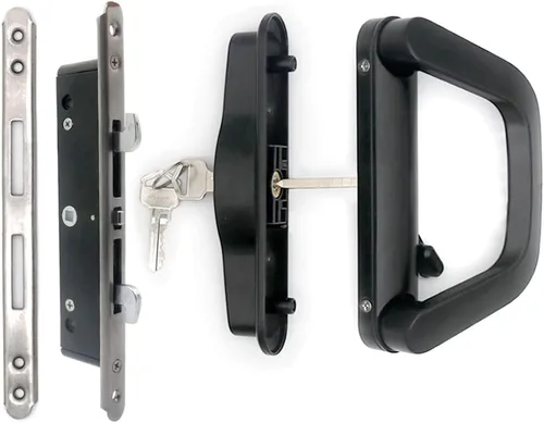 ALLYWASAI Juego de manijas para puerta corrediza de patio con cerradura de mortaja, adecuado para puertas corredizas de patio de vidrio con grosor