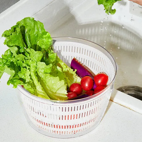 Miniatura 6 de Lavadora secadora de verduras, 4L de gran capacidad, colador de frutas y verduras, hilandero eléctrico USB para ensalada, limpiador y secadora