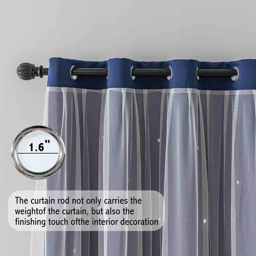 Miniatura 3 de Anytime - Cortinas románticas para niños, cortina de ventana con estrellas recortadas, cortinas opacas de doble capa para dormitorio de niñas, Azul