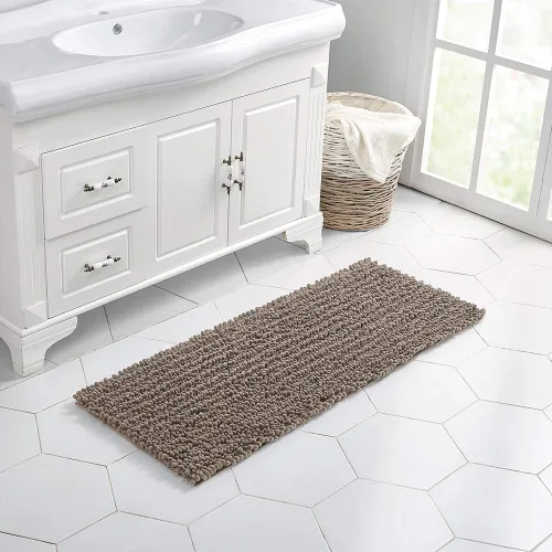Miniatura 304 de Walensee Alfombra de baño antideslizante (24x17 pulgadas, rosa polvoriento) absorbente de agua, súper suave, lanuda de felpilla, lavable a máquina