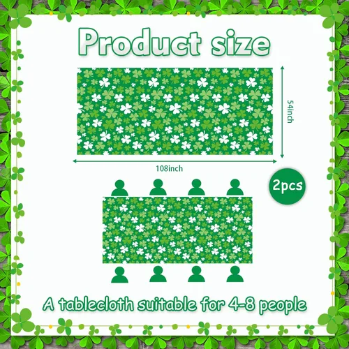 Miniatura 2 de St patricks Day Decorations,2Pcs 54”x108” Shamrock Tablecloth Waterproof Irish Green Saint Patricks Table Cloth St patrick's Day Party decorations