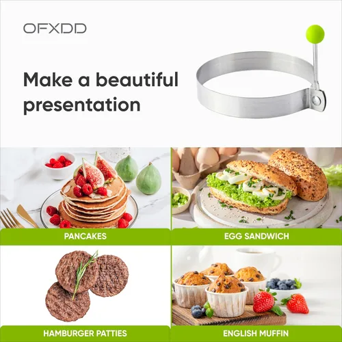 Miniatura 3 de Anillos de huevo para freír huevos para el desayuno - Anillo redondo para cocinar huevos con acero inoxidable - Molde de anillo de huevo Mcmuffin