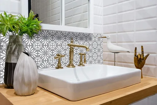 Miniatura 7 de Mi Alma Calcomanías de azulejos en blanco y negro – Calcomanías de azulejos para despegar y pegar, juego de 24 piezas, 5 x 5 pulgadas, calcomanías