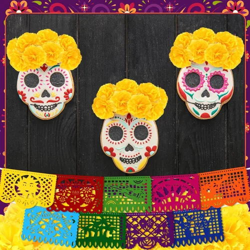 Miniatura 3 de Funtery 50 cabezas de flores de caléndula a granel, decoración del día de los muertos, decoración de altar de ofendas, día de muertos, 9 piezas