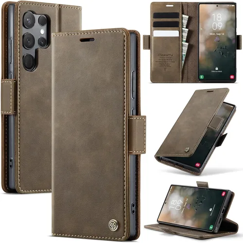 Miniatura 12 de Funda tipo cartera para iPhone 13 de piel tipo cartera con tarjetero y función atril, cierre magnético, bloqueo RFID, TPU a prueba de golpes