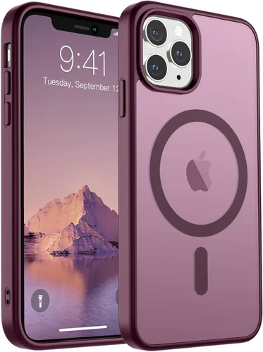 Miniatura 62 de SUPFINE Funda magnética para iPhone 11 Pro Max (compatible con MagSafe) (protección contra caídas de grado militar), delgada, translúcida mate, a