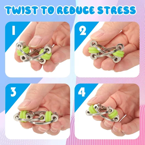 Miniatura 3 de Skylety 10 unidades de cadena de bicicleta Fidget Flippy Bulk Mini Chain Llavero para TDAH Alivio del estrés Flippy Key para adultos
