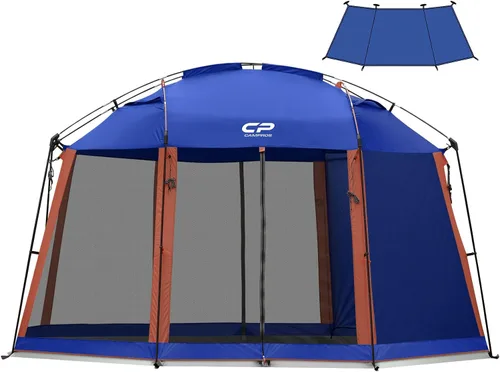 Miniatura 18 de Campros CP - Tienda de campaña con panel lateral contra viento y sol, carpa con paredes de red, estructura tipo gazebo para patio y actividades al