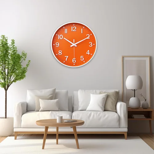 Miniatura 9 de HZDHCLH Reloj de pared con pilas, reloj de pared naranja, reloj de pared de 8 pulgadas, silencioso, sin tictac, números 3D modernos para cocina