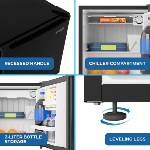Miniatura 4 de Avanti Mini refrigerador compacto de 1.6 pies cúbicos para dormitorio, oficina y dormitorio, compartimento enfriador, estante de vidrio, puerta