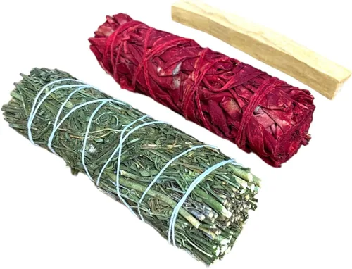 Miniatura 3 de NessaStores Muestreador de 3 piezas de Ruda Rue, salvia de sangre de dragón y Palo Santo, 4 pulgadas, totalmente natural, de origen ético
