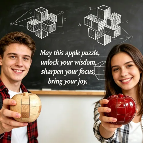 Miniatura 2 de Rompecabezas de madera de manzana para adultos, desafiantes juegos de lógica de coeficiente intelectual 3D para adolescentes de 14 años, juguetes