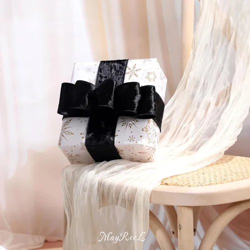 Miniatura 4 de MAYREEL Cinta de terciopelo negro triturado de 2.5 pulgadas, cinta gruesa con alambre para decoraciones de Navidad, envolver regalos, coronas