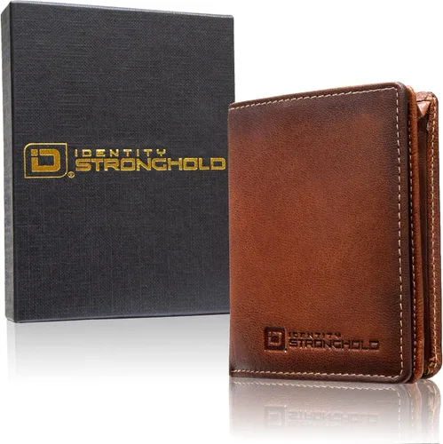Miniatura 7 de ID Stronghold Waltlet - Cartera plegable con bloqueo RFID para hombres con cierre magnético Marrón Minimalista