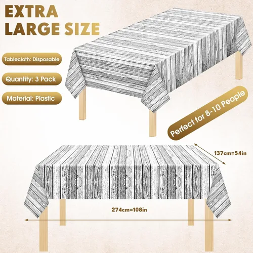 Miniatura 3 de Irenare 3 manteles de madera de grano de madera, manteles de madera blanca rústica, rectangular, decoración de mesa para barbacoa, otoño, fiesta