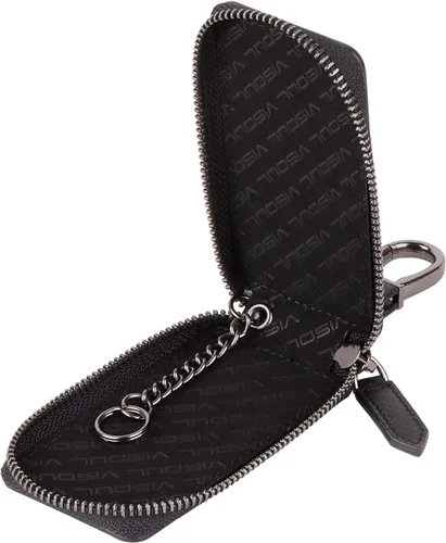Miniatura 4 de VISOUL Funda de cuero para llavero de automóvil para hombres y mujeres, funda protectora de llavero inteligente con gancho de metal y llavero