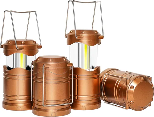 Miniatura 24 de Lichamp Linterna LED para campamento, paquete de 4 linternas alimentadas por batería para cortes de energía, luz colgante plegable portátil esencial