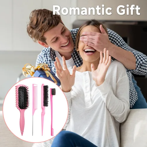 Miniatura 6 de Cepillo Definidor de Rizos, Productos de Cepillo para Cabello Rizado con Set de 3 Piezas de Cepillo para Cabello Slicked Back, Cepillo de Cerdas