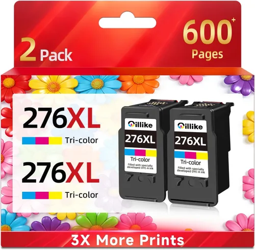 276XL - Cartuchos de tinta de repuesto compatibles con Canon Ink 276 XL cl-276 XL para impresoras TS3520 TS3522 TS3500 TR4720 TR4700 TR4722, 2