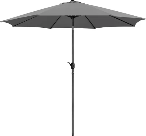 Miniatura 13 de Yaheetech Sombrilla de patio de 7.5 pies con 6 varillas resistentes, botón de inclinación y manivela para jardín, césped, cubierta, patio, piscina