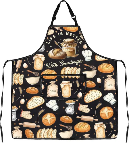 JXGZSO Delantal para panadería de masa madre para amantes del pan, regalo de masa madre es mi lenguaje de amor, delantal para hornear maestro