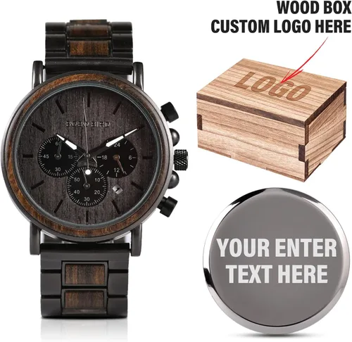Miniatura 2 de 2win - Reloj de madera con grabado personalizado para hombre, reloj para de cumpleaños, aniversario, para tu novio, enamorado, prometido, esposo