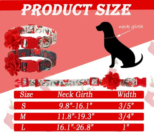 Miniatura 5 de Collares navideños para perros con flor roja extraíble, collar grande para perros hembras